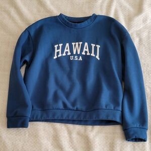 Comfy Blue Crew Neck Sweatshirt Hawaii USA
